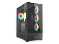 Sharkoon Ak6 Rgb, Pc, Svart, Atx, Micro Atx, Mini-Atx, Härdat Glas, Multi, Bak, Sida