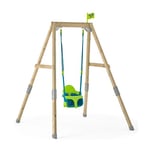 TP Toys Wooden Swing Frame + Quadpod 4-in-1 Ajustable Baby, Toddler and Child Swing Seat, Premium Outdoor Playground Swing Seat with Adjustable Ropes and Safety Strap, 6 months - 8 years