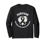 Skin Cancer Survivor Distressed Heart Melanoma Awareness Long Sleeve T-Shirt