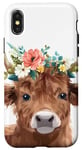iPhone X/XS Spring, Highland Cow | Elegant Scottish Highland Cow, Floral Case