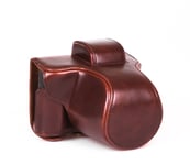 Case Bag Cover Leather for Olympus EM10 Mark II 2 Dark Brown