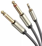 AV126 Cable 3.5mm TRS to 2x 6.35mm TS 1m Grey