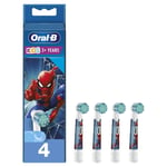Oral-B Kids Extra Soft Replacement Toothbrush Heads Pack Of 4 Spiderman Ages 3 +