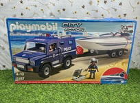 Playmobil 5187 City Action Police Truck with Speedboat Brand New & Sealed