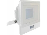 V-Tac Strålkastare Led-Projektor 30W Samsung Chip Rörelsesensor Vit Med Mufa Vt-138S 6400K 2340Lm 5 Års Garanti
