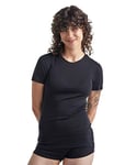 Icebreaker 100% Merino Wool Baselayer, Women's Short Sleeve T-Shirt, Everyday Crewe Gym Top, Running Top, Short Sleeve Top - Black, XL