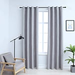 vidaXL Blackout Curtains with Metal Rings 2 pcs Grey 140x245 cm Room Curtain