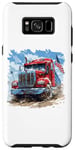 Coque pour Galaxy S8+ Camion conducteur patriotique drapeau USA rouge blanc et bleu camions fourgon