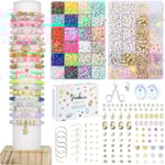 Lera Pärlor 8500 st 2 lådor Armband Tillverkning Kit - 24 Färger Polymer Lera Pärlor för Armband Tillverkning Set