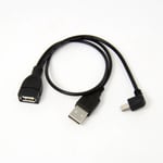 Otg Cable Left Angle With Usb 2.0 Male Power Micro Host