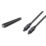 Panasonic SC-HTB100 Slim Soundbar for Dynamic Sound with Bluetooth, USB, HDMI and AUX- in Connectivity & Amazon Basics Digital Optical Audio Toslink Cable (1 m / 3.3 Feet)