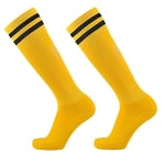 Adults Children Breathable Anti-Slip Soccer Football Sports Long Tube Socks Reusable and washable Yellow Black Adult