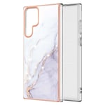 Marmormotiv Samsung Galaxy S22 Ultra skal - Vit Marmor Dimma Vit