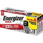 Energizer - MAX, pack of 18+6 AA batteries, long lasting for everyday use, no sulfation and 10 years shelf life
