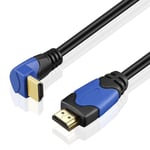 TNP 4K HDMI Cable Right Angle 90 Degree (3FT) High Speed 18GBPs HDMI Wire Cord Support 4K 60Hz HDR 2K 2160p 1440p 1080p 3D ARC/eARC Ethernet For Video Gaming Xbox One P S4 & 4K Apple TV HDTV Projector