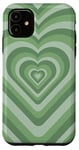 iPhone 11 Sage Green Aesthetic Coffee Love Heart Coffee Latte Case