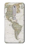 World Map Case Cover For Nokia 6.1, Nokia 6 2018