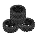 RC Car Tires, 4pcs/set Racing Off-Road Vehicle Tires Rubber Tyre Wheel Rim for RC 1:10 Car Part(Black)