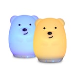 Portable LED Children Night Light Silicone Bear Music Lamp Wireless Bluetooth Speaker Music Player USB Rechargeable RGB Led Night Light for Children Baby Gift A