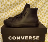 Converse CTAS HI Top Trainers All Black Leather Men's Women's Size 5uk Rare New