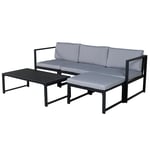 Venture Home Soffgrupp Salvia Aluminium/Metall Utomhus Salvador sofa set - BLACK Alu / Grey Cushions. 2 corners+ 1 9555-408