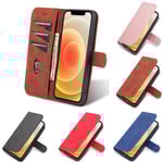 AZNS iPhone 12 Pro Max Fodral Läder Röd Röd