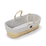 The Little Green Sheep Natural Knitted Moses Basket & Mattress-Dove