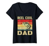 Womens Reel Cool Dad Perch Fish Fishing Angler Bass Fish Predator V-Neck T-Shirt