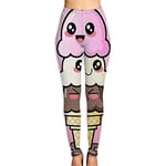 Mengghy Women's Yoga Pants Cute Cartoon Ice Cream Elastic Workout Running Leggings Pants S