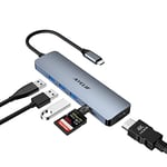 USB C Hub, AYCLLIF 6 en 1 Adaptateur USB C à Double Affichage(4K HDMI, SD/TF, USB A 3.0) pour MacBook Pro/Air, USB 3.0 5 Gbps Station d'accueil Rapide pour Dell, Surface, HP, Lenovo
