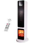 Electric Heater Energy Efficient, Ceramic Tower Fan, Fire place, White - Nuovva