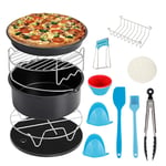 17pcs Universal Ninja Foodi Accessories, for Gowise Phillips and Cozyna or More Brand, Air Fryer Accessories Include Cake Bucket, Pizza Tray, Metal Stand and so on (8In)