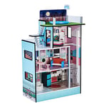 Teamson Kids Olivia's Little World Dreamland Barcelona Dolls House Wooden Doll House Blue 3.1ft With 11 Doll Accessories Doll Furniture UK-TD-13111D