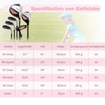 6-delat barngolfklubbset med golfbag och regnskydd för barn 11-13 år, rosa