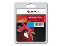 Agfaphoto - Cyan - Kompatibel - Återanvänd - Bläckpatron (Alternativ För: Canon 0332C001, Canon Cli-571Cxl) - För Canon Pixma Ts5051, Ts5053, Ts5055, Ts6050, Ts6051, Ts6052, Ts8051, Ts8052, Ts9050, Ts9055