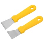 Meifyomng 2 Pieces Cleaning Scraper for Ovens, Stoves, Induction Hob, Stainless Steel Multi-Kitchen Scraper with Plastic Handle, Straight Version + Bending Version (Yellow)