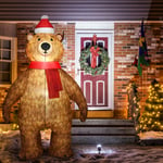 COSTWAY Inflatable Christmas Bear, LED Christmas Standing Bear with Santa Hat and Scarf, Perfect Festival Outdoor Xmas Decoration for Yard, Party, Shopping Mall (2.2M)