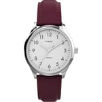 Timex Indiglo Easy Reader Ladies Burgundy  Leather Strap 32mm Watch TW2V36100