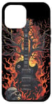 Coque pour iPhone 15 Pro Max Guitare électrique groupe de musiciens en metal crâne et