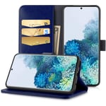 EasyAcc Case for Samsung Galaxy S20+, Leather Wallet Case Protector Flip Cover with Kickstand Card Holder Card Slots Navy blue PU Leather for Samsung Galaxy S20+