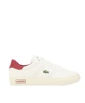 Lacoste Mens Powercourt 2.0 Trainers in White red Leather (archived) - Size UK 12