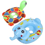 2 Piece Swimming Rings for 3-12 Years Old Kids Float Swimming Ring with Swim Seat Turtle & Elephant Pattern