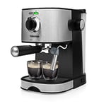 Tristar CM-2275BS Espresso Coffee Machine, 15 Bar Pressure, Milk Frother, Removeable Water Tank, 1.2L, BPA Free, Black
