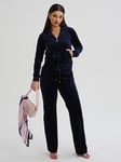 Juicy Couture Zip Through Velour Hoodie - Navy, Navy, Size S, Women