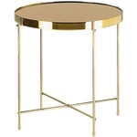 Beliani - Bout de Canapé Table d'Appoint Ronde 40 cm en Verre et Acier Marron et Dorée Design Moderne pour Chambre ou Salon Contemporain