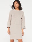 Armani Exchange Knitted AX Logo Dress - Beige, Beige, Size M = Uk 10, Women