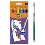 BIC Kids Evolution Illusion Erasable Coloured Pencils - Assorted Colours, Pack of 12