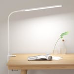 Vit 360° flexibel LED skrivbordslampa med fäste, USB-läslampa