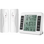 ZVD - Thermomètre sans Fil pour Réfrigérateur et Congélateur avec 2 Capteurs - Alarme Sonore Min/Max (1 pièce)