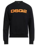 Dsquared2 Mens DSQ2 Orange Patch Sweatshirt in Black Cotton - Size X-Large